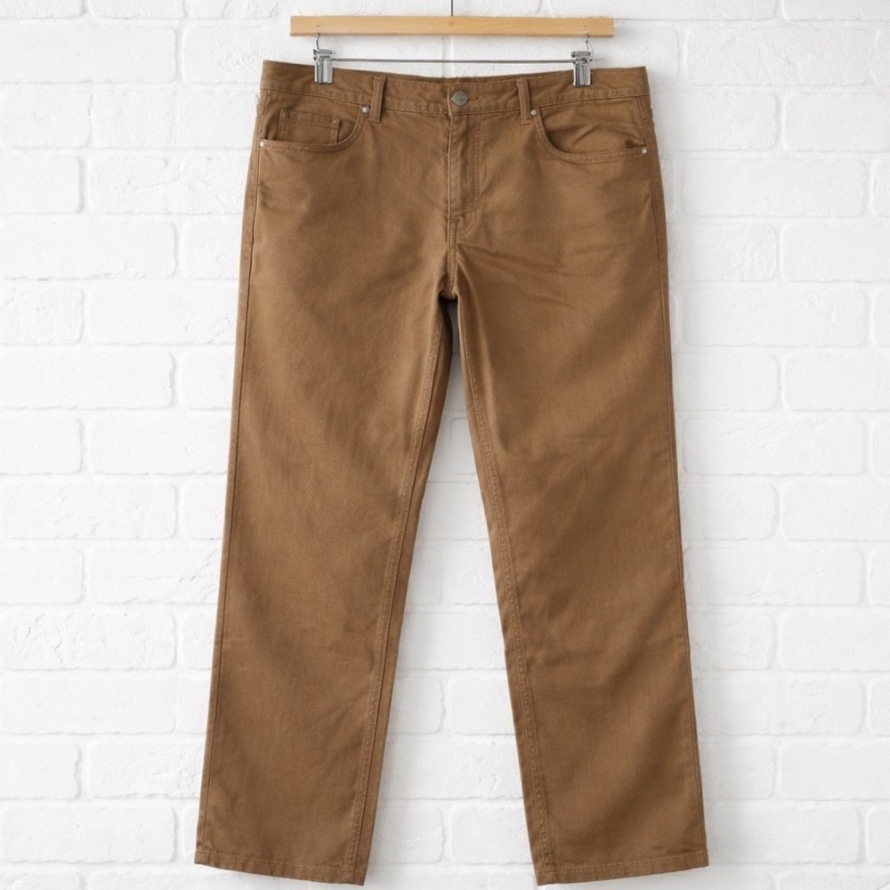 ROWM Mens Brown Straight Leg 5 Pocket Stretch Chino Pants 40x30 Cotton Blend